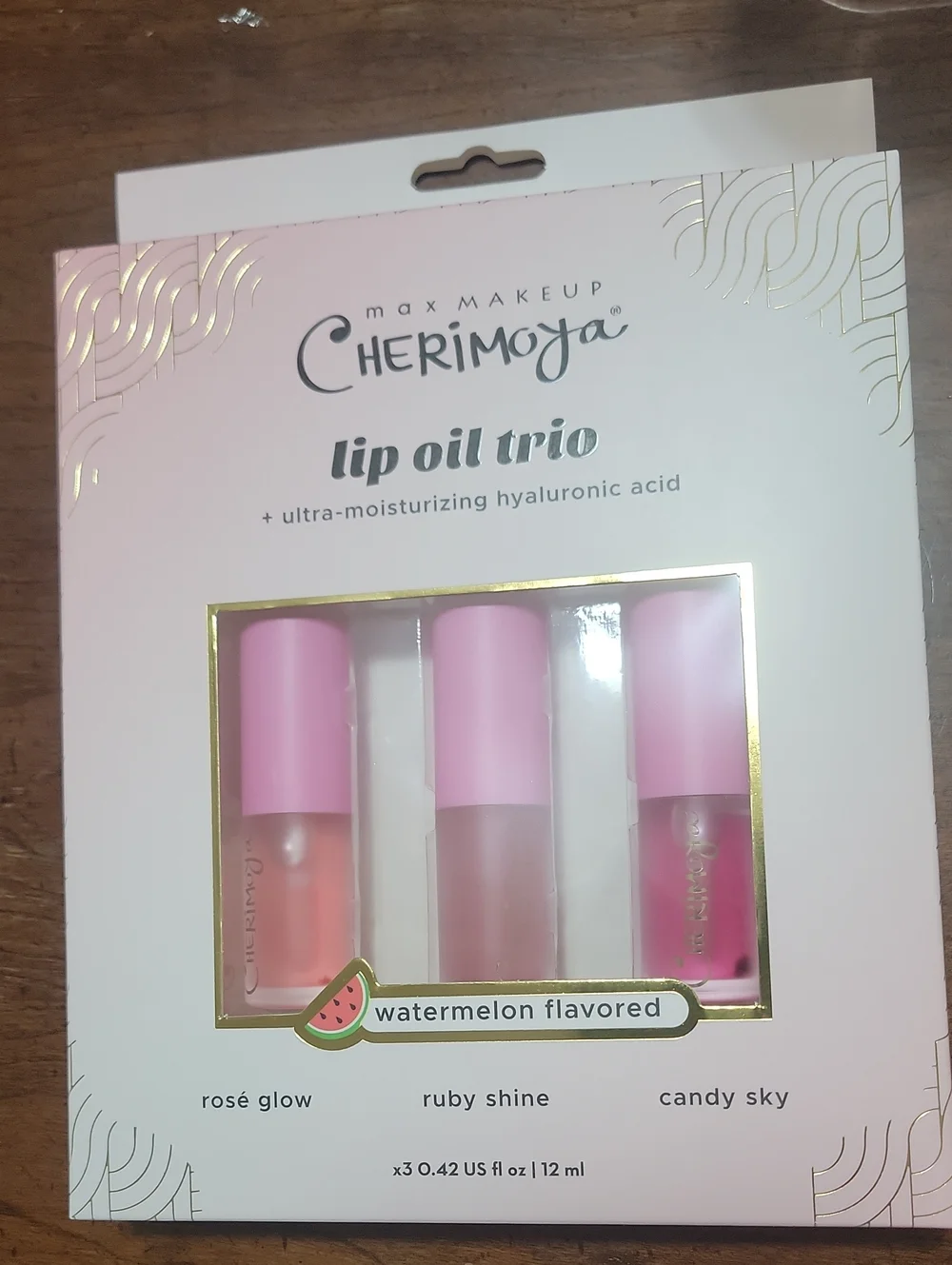 Cherimoya lip oil Trio watermelon flavored